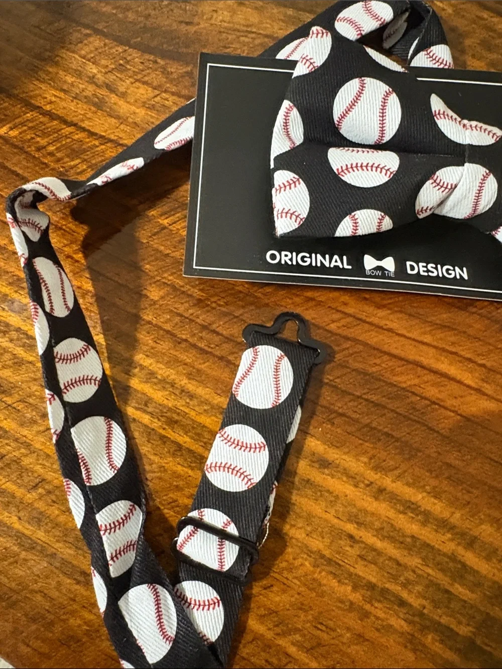 Youth/Kids Black Baseball Print Bow Tie (NWT)